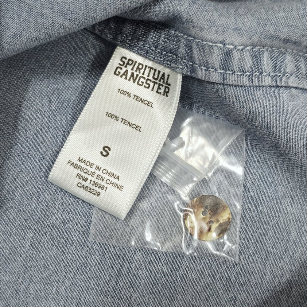 NEW Spiritual Gangster - S Women's Beaudry‎ Oversized Chambray Button-Up Shirt - Picture 8 of 8